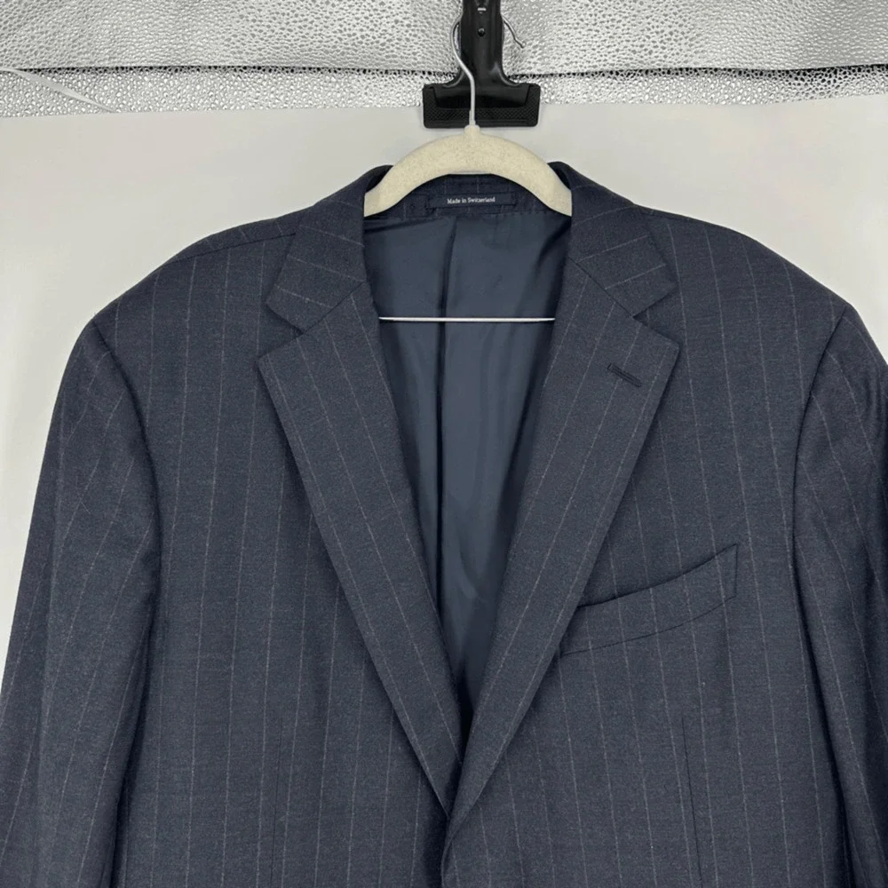 Ermenegildo Zegna Neiman Marcus Mens Wool Blazer Navy Pinstripe EU 56L US 46L